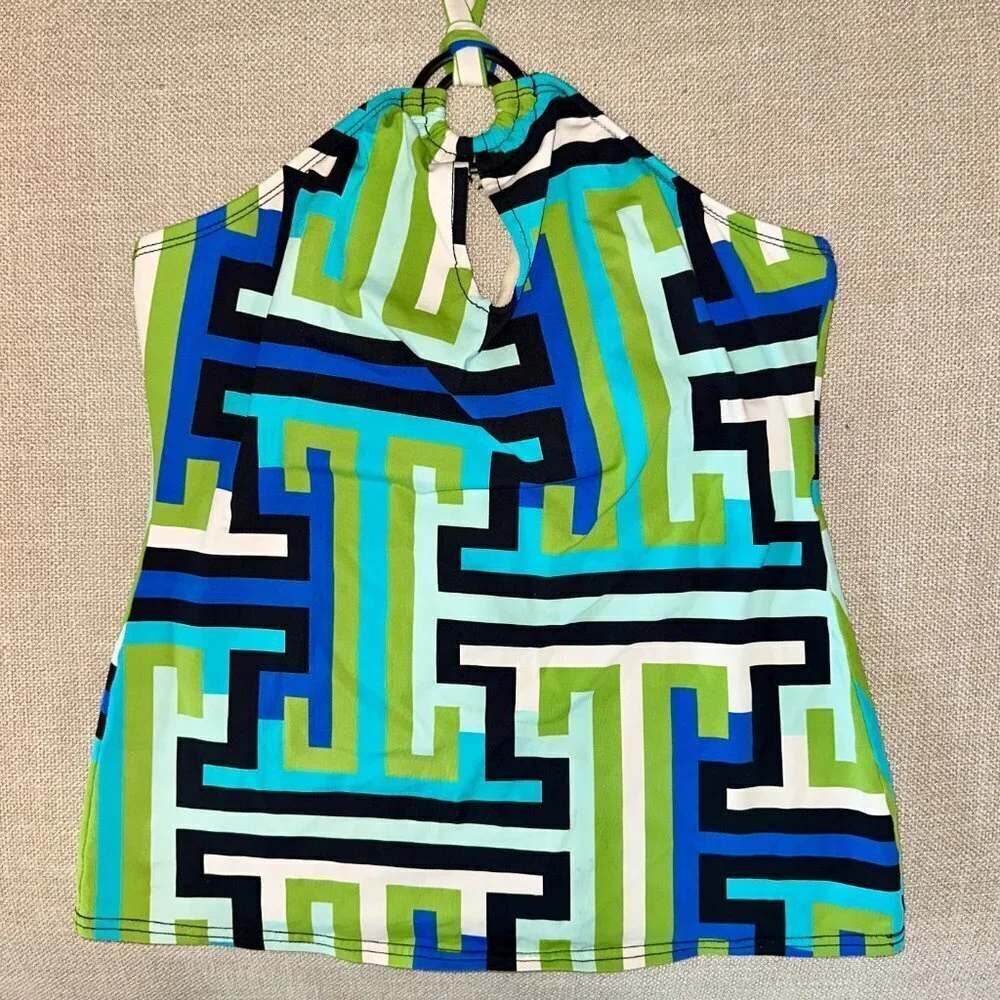 Kenneth Cole Geometric Print Key Hole Tankini Bathing Suit